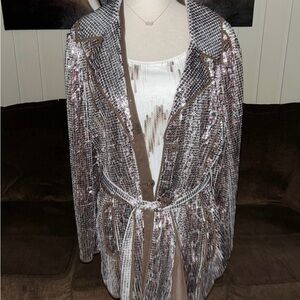 Chico’s • Large • Sequins • Sparkly • Brown/White  Sleeveless Top & Jacket • Set